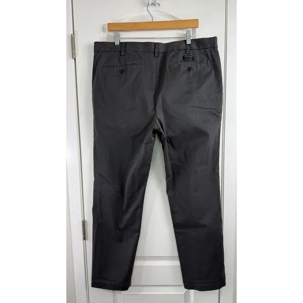 Banana Republic Fulton Chino Mens 38x32 Charcoal Gray Stretch Pants Straight